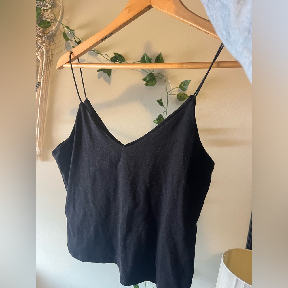 Black String Strap Crop Top, Size L. Made by gaze.